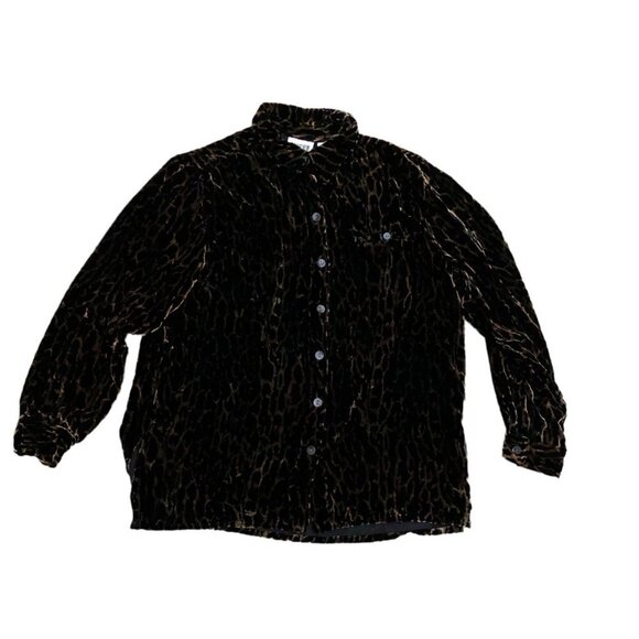 Chico's Tops - CHICO'S DESIGN Silk Blend Fuzzy Fleece Button Up Top Shirt Women's 2 Cheetah‌‌‌